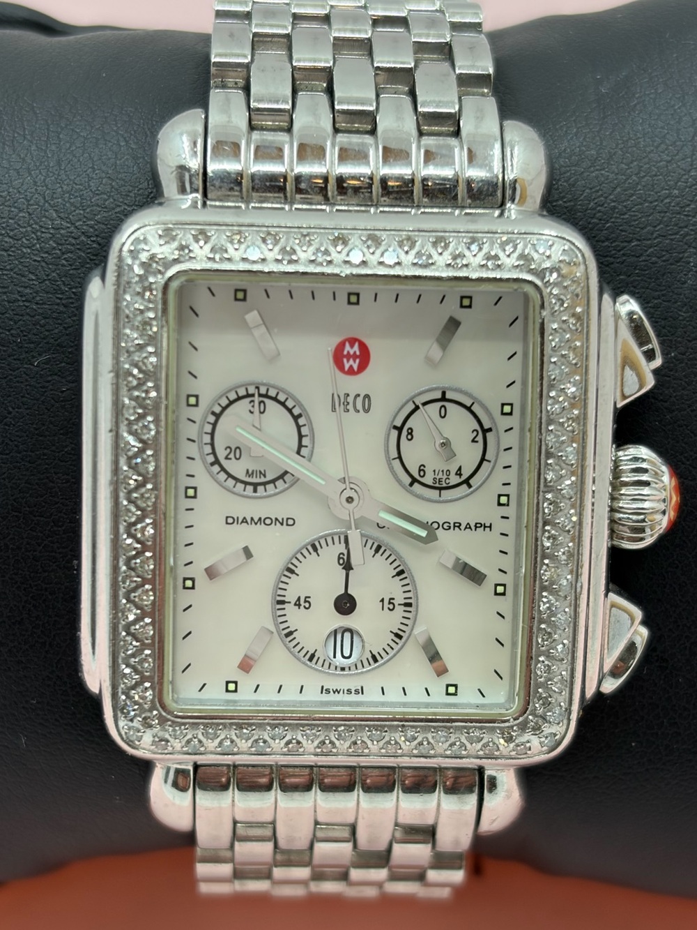 Michele Deco Stainless Diamond Watch